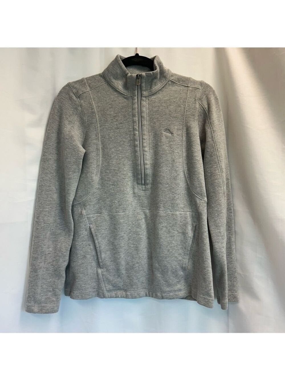 Tommy Bahama Men’s Gray Half Zip Pullover front pockets Sz S casual wear